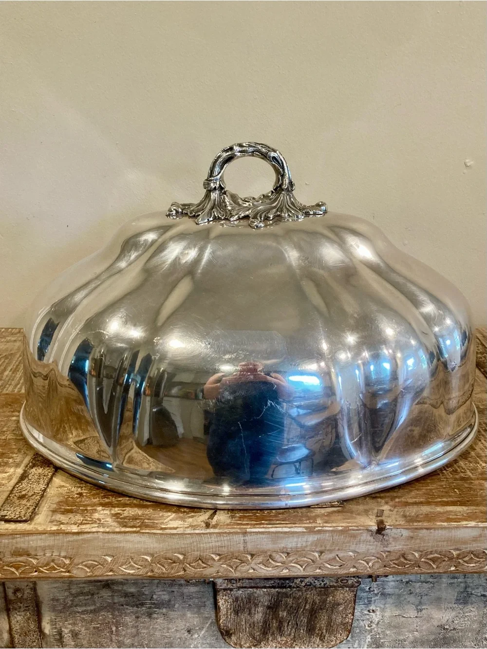 Mid-1800s Meat Cloche Victorian Silverplate Meat Dome Lid Roberts Cadman & Co